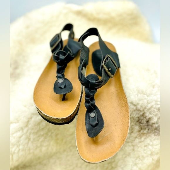 Handmade Black Thong BoHo Birkies - Picture 3 of 4